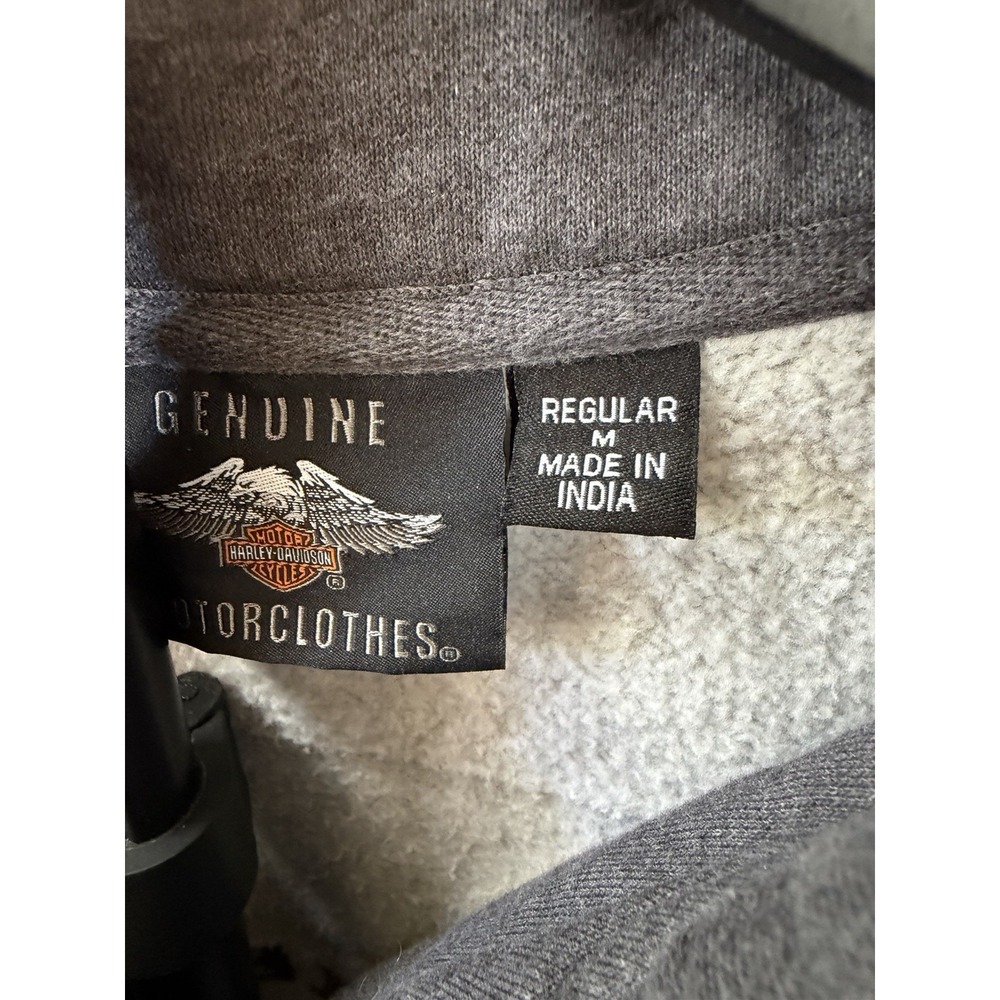 Harley Davidson Motorclothes Mens M Gray 1/4 Zip Fleece Back Graphic Sweatshirt - Picture 3 of 8